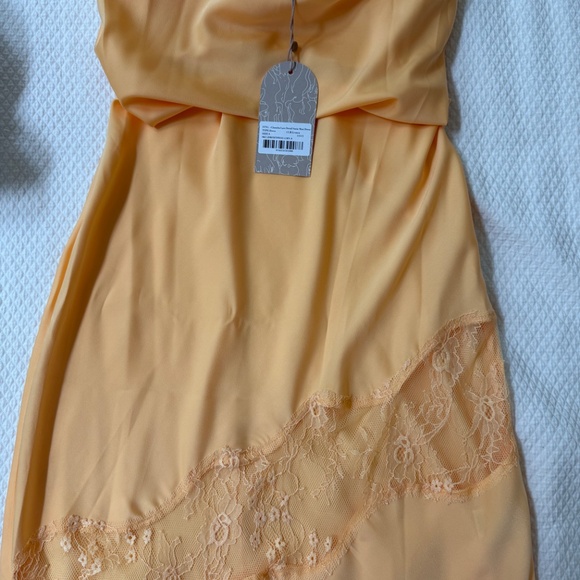 Meshki Chandra Lace Detail Satin Maxi Dress - Lemon - Picture 4 of 5